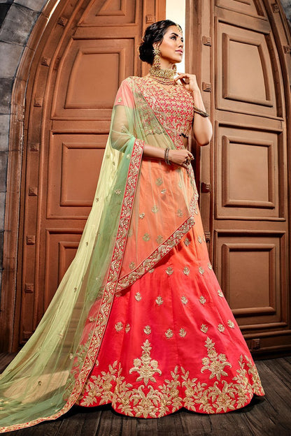 Fiery Red Lehenga set with elegant goldwork