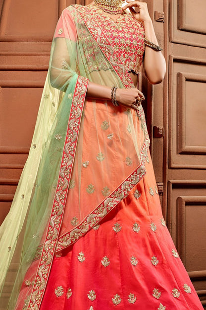 Fiery Red Lehenga set with elegant goldwork