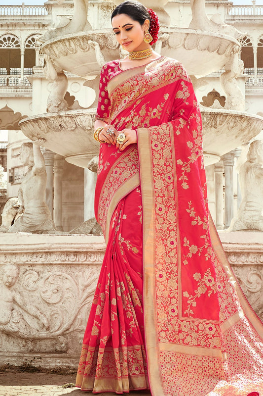 Scarlet Red Designer Silk Saree