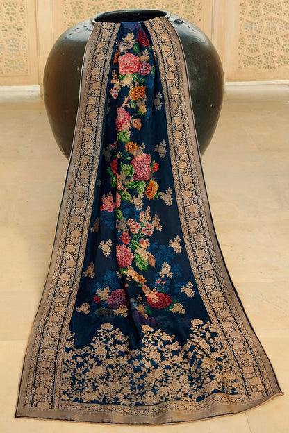 Teal Blue Georgette Casual Straight Suit