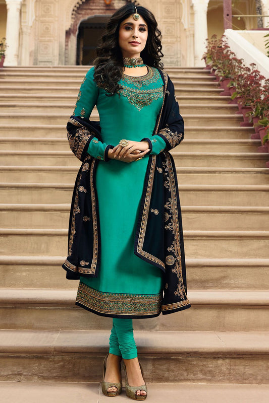 Teal Blue Georgette Casual Suit