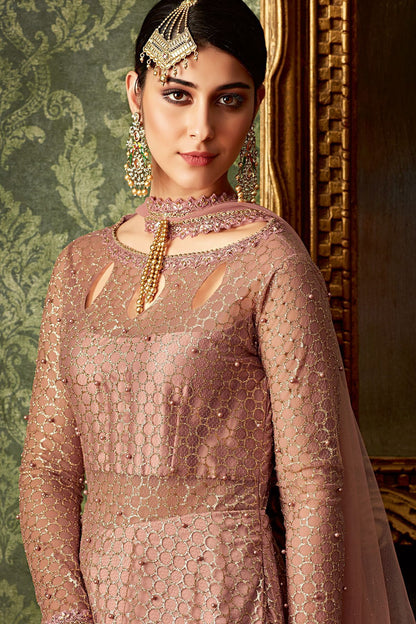 Teal Rose Embroidered Party Wear Anarkali Suit