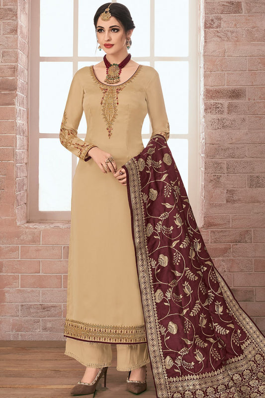 Tortilla Embroidered Georgette Straight Suit