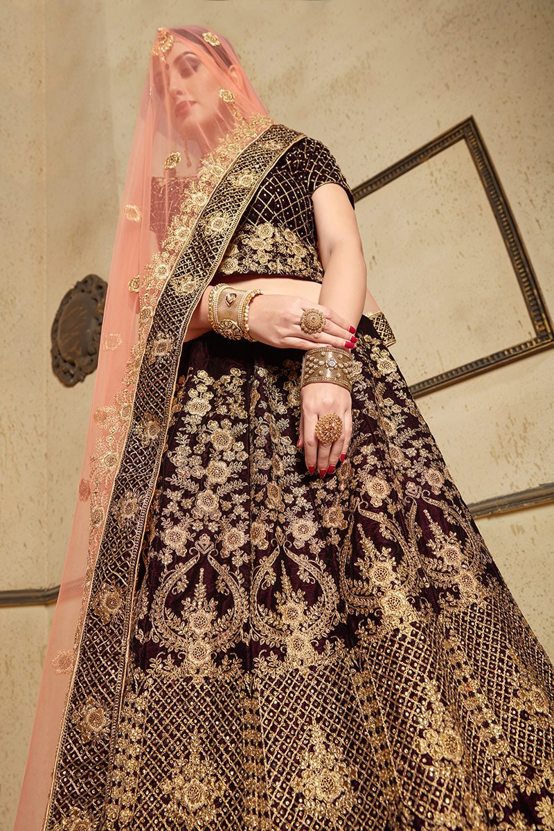 Elegant Navy-Blue Lehenga set with Heavy Embroidery
