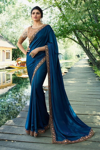 Blue Silk Saree with Heavy Blouse