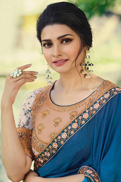 Blue Silk Saree with Heavy Blouse