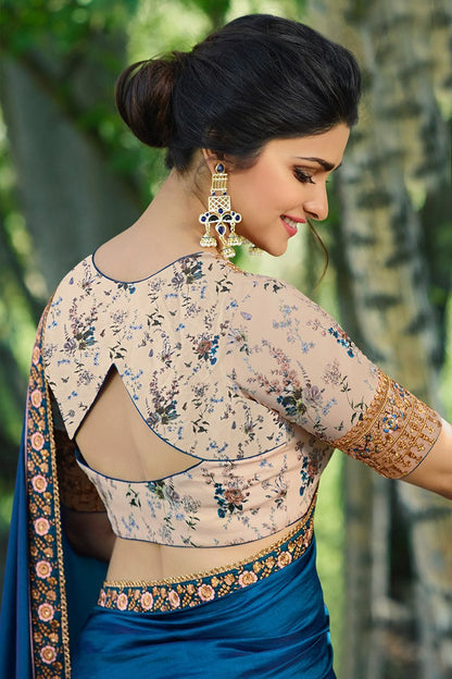 Blue Silk Saree with Heavy Blouse