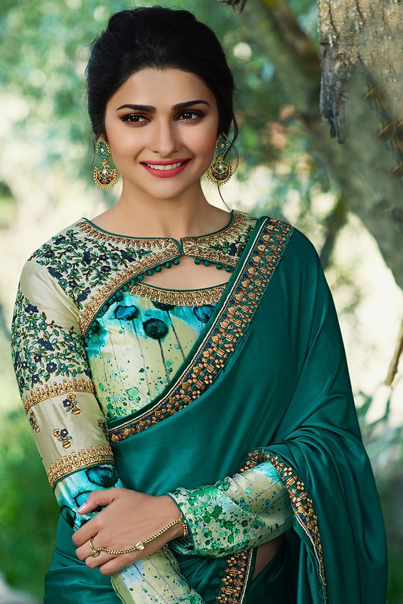 Blue Chiffon Saree with Full Sleeved Blouse