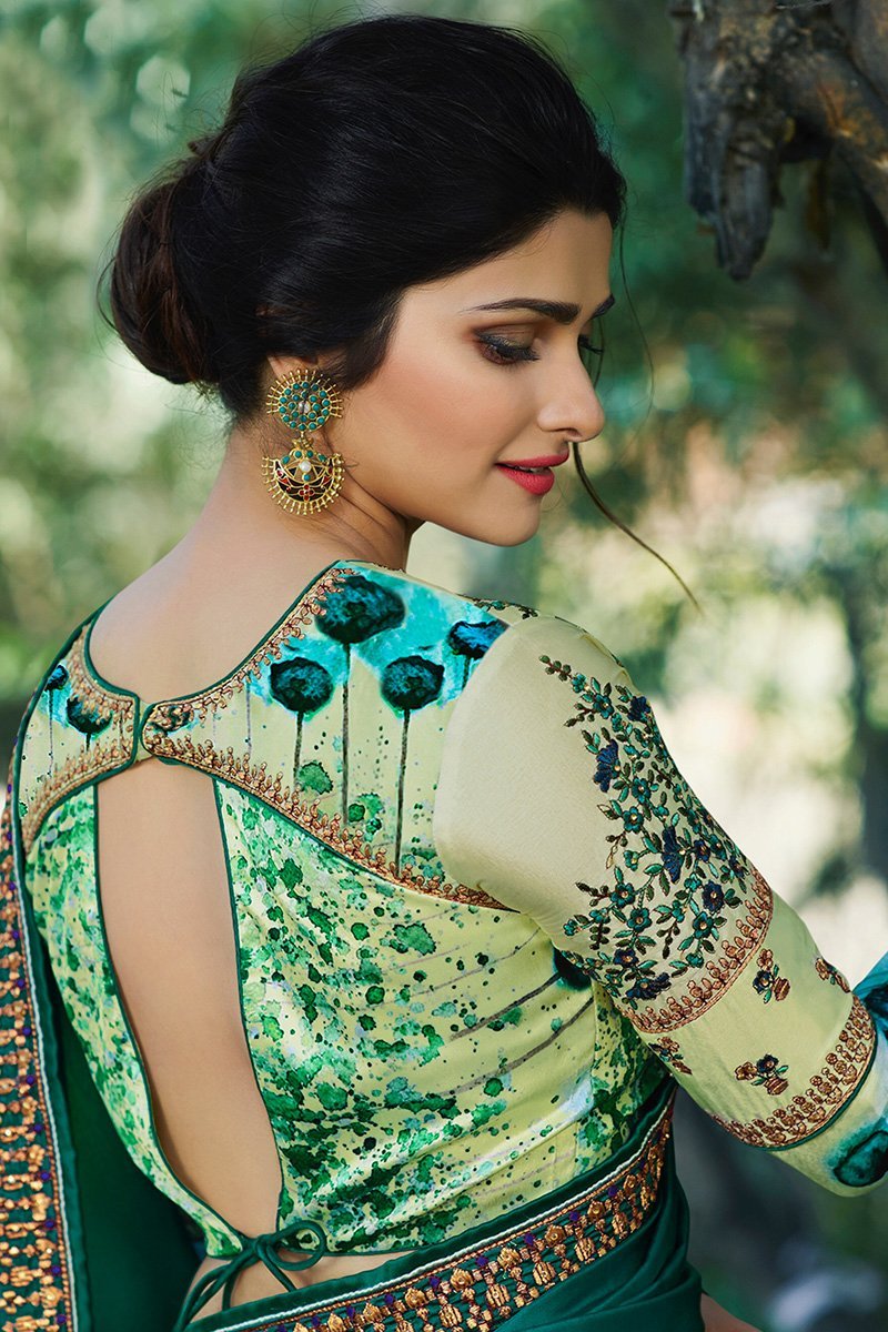 Blue Chiffon Saree with Full Sleeved Blouse