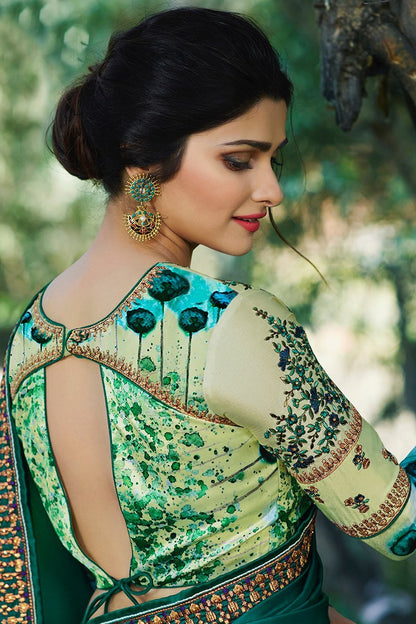 Blue Chiffon Saree with Full Sleeved Blouse