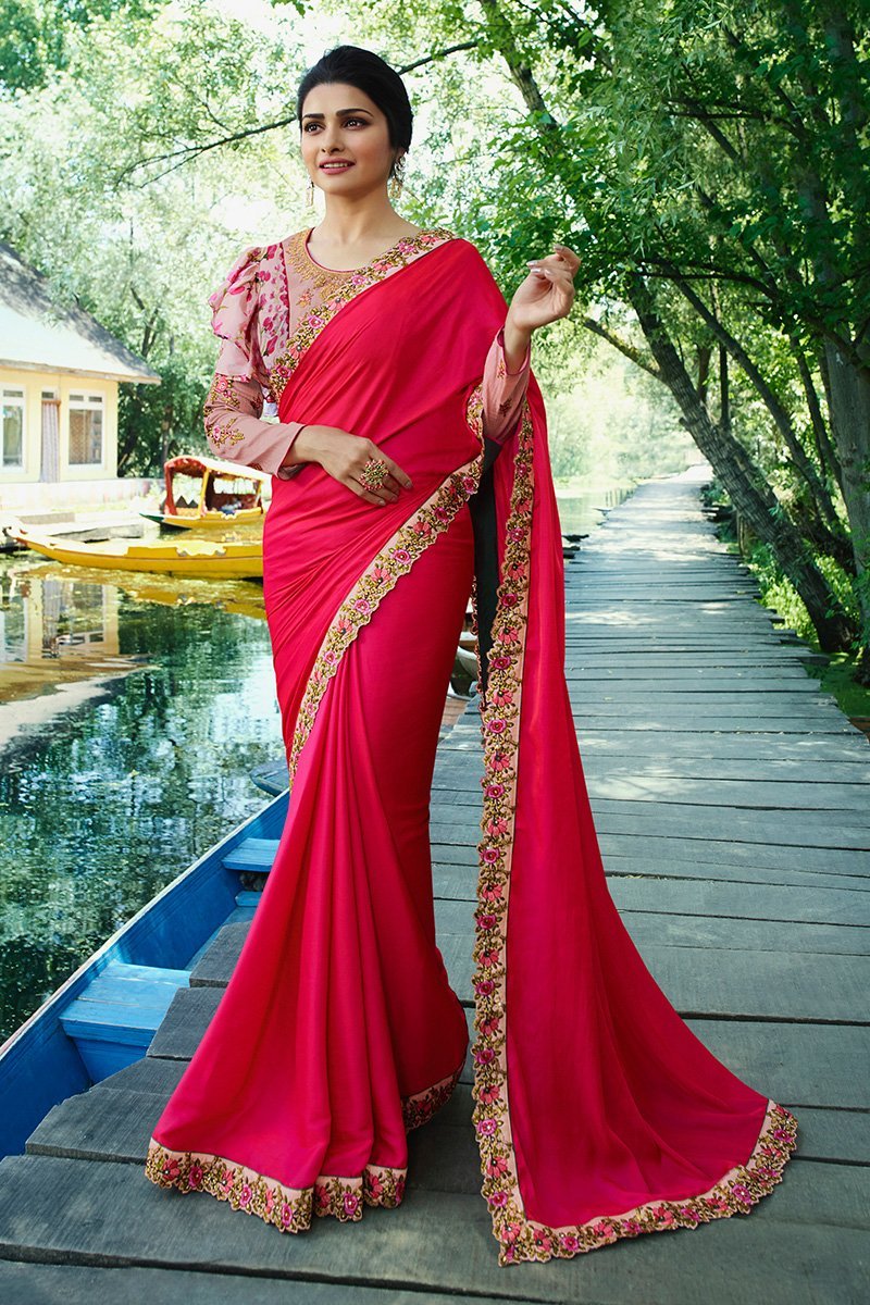 Rose Shade Silk Saree Full-Bodied Blouse