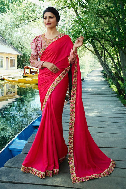 Rose Shade Silk Saree Full-Bodied Blouse