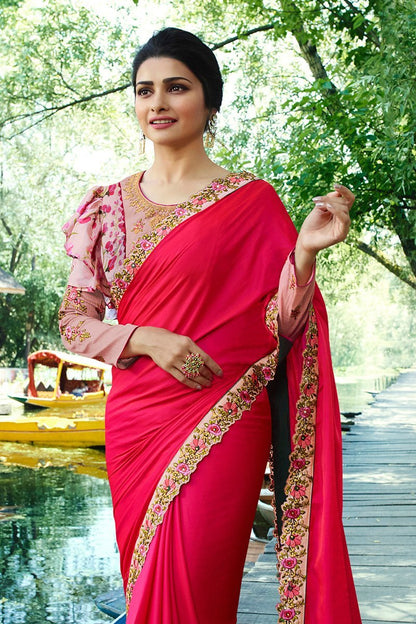 Rose Shade Silk Saree Full-Bodied Blouse