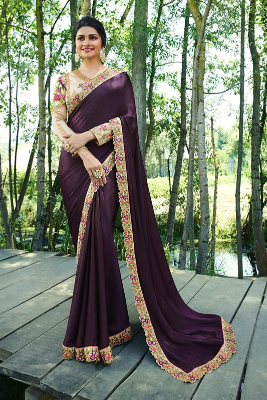 Purple Silk Saree with Heavy blouse