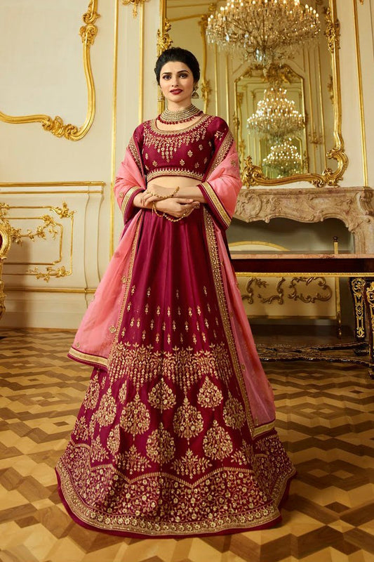 Maroon sparkle silk heavy embroidered Lehenga Set