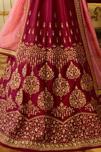 Maroon sparkle silk heavy embroidered Lehenga Set