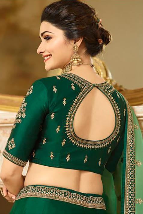 Pine-Green sparkle silk heavy embroidered Lehenga Set
