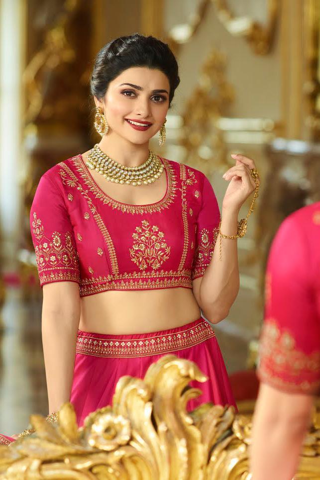 Hot-Pink sparkle silk heavy embroidered Lehenga Set