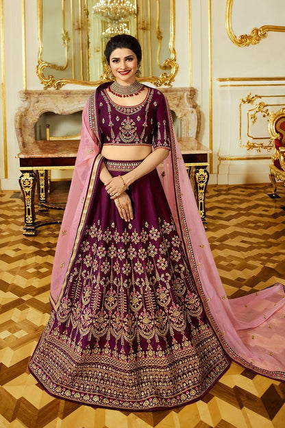 Purple sparkle silk heavy embroidered Lehenga Set
