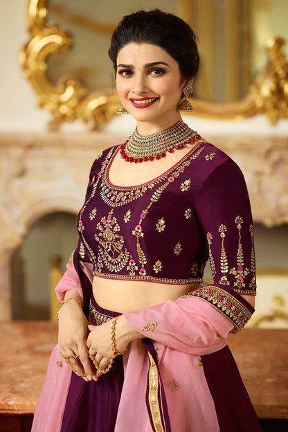 Purple sparkle silk heavy embroidered Lehenga Set