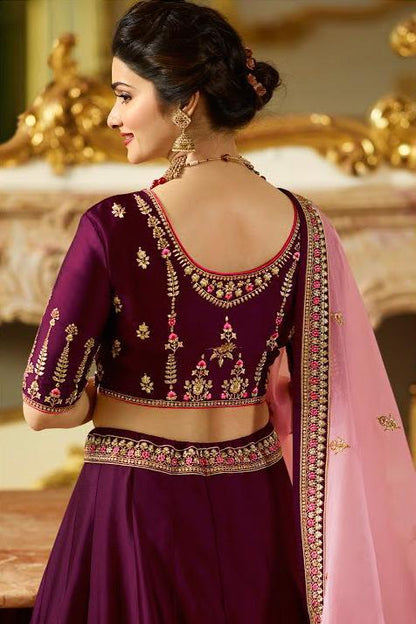 Purple sparkle silk heavy embroidered Lehenga Set