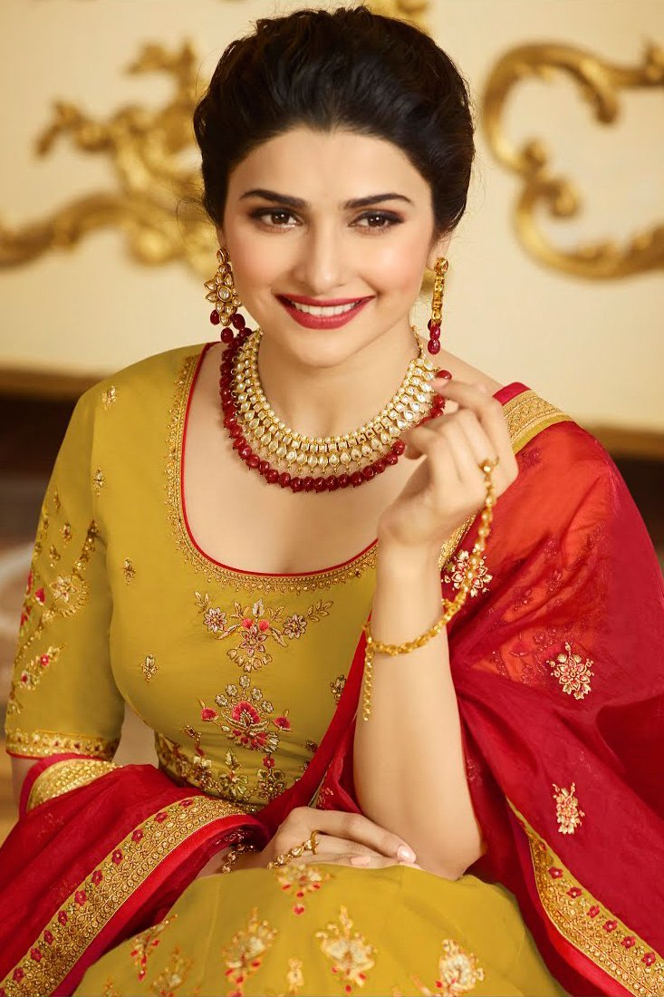 Mustard Yellow sparkle silk heavy embroidered Lehenga Set