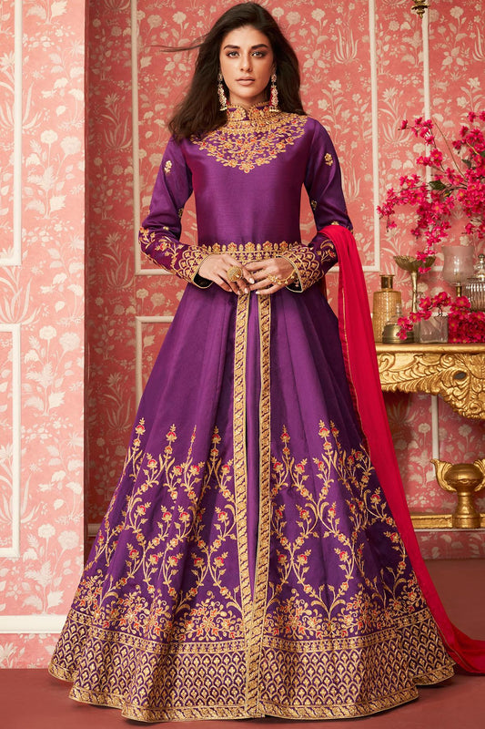 Violet Designer Slit Cut Anarkali Sui
