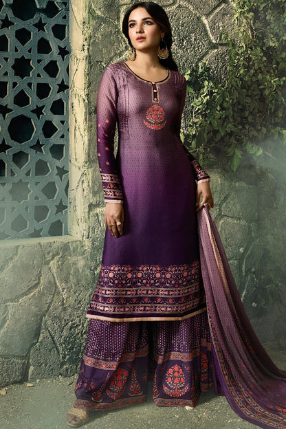 Violet Dual Tone Georgette Sharara Suit