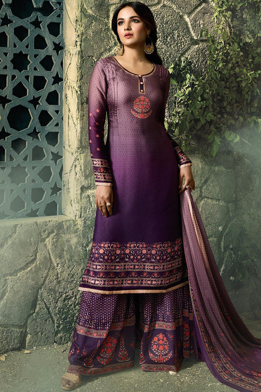 Violet Dual Tone Georgette Sharara Suit