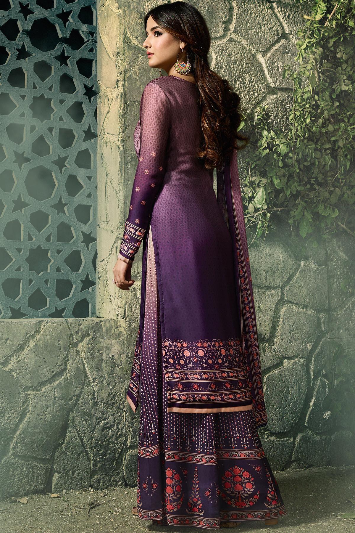 Violet Dual Tone Georgette Sharara Suit
