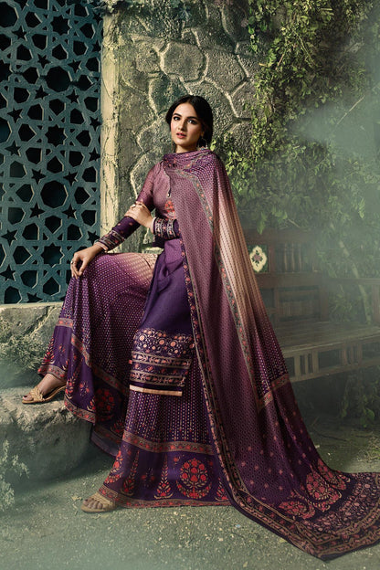 Violet Dual Tone Georgette Sharara Suit