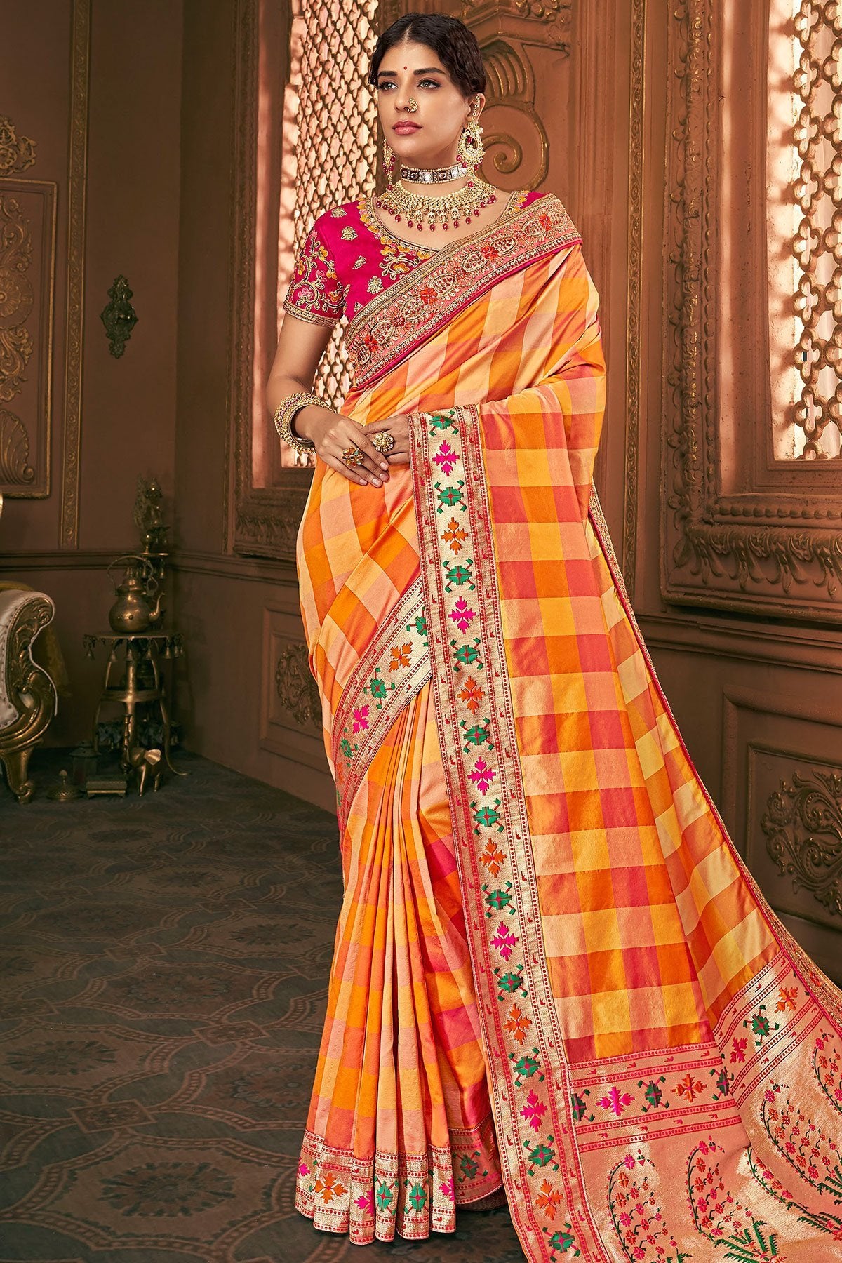 Multicoloured Designer Silk Saree