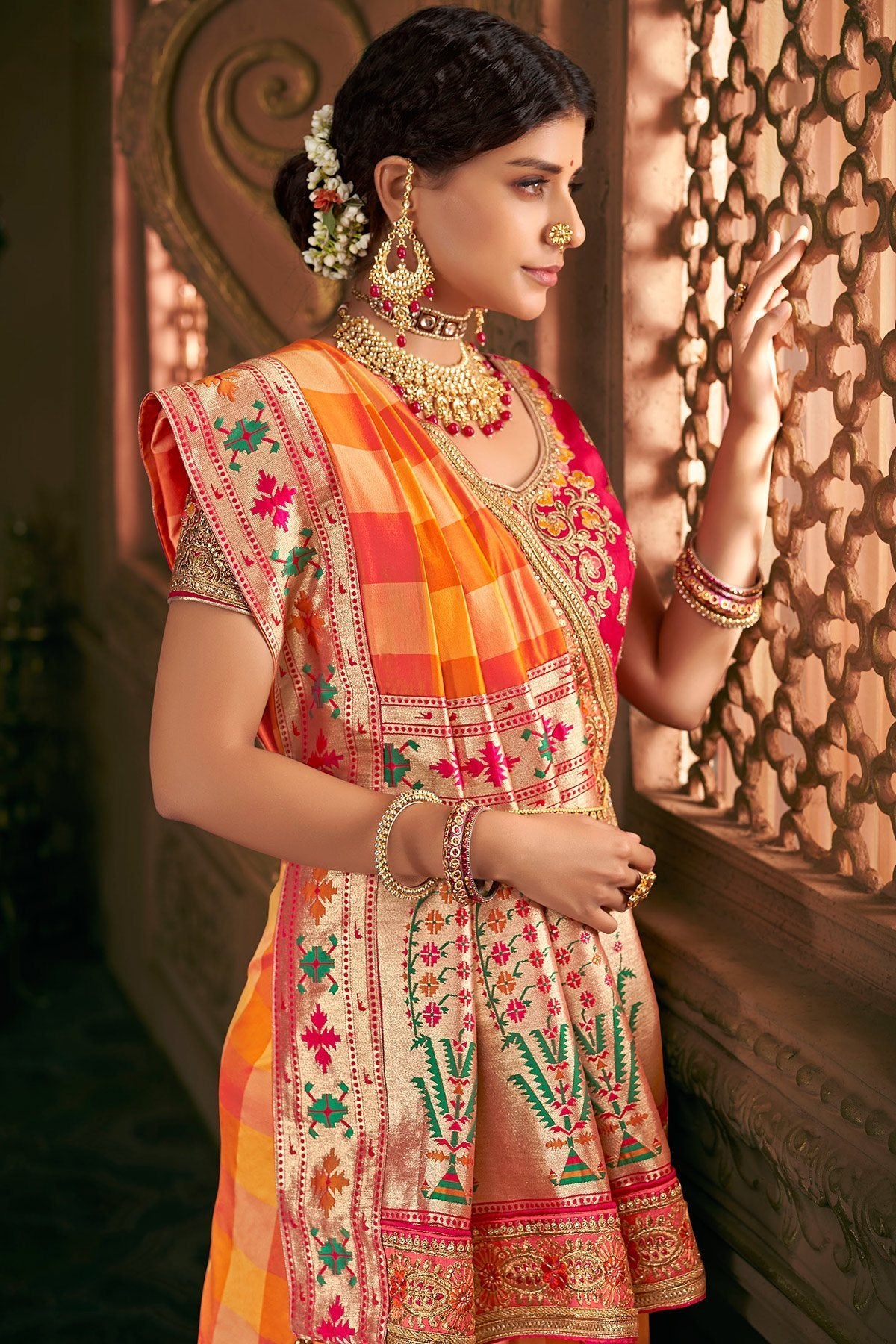 Multicoloured Designer Silk Saree