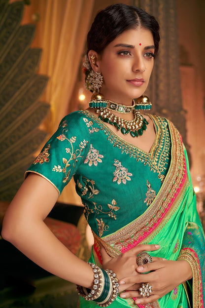 Greens Party Wear Designer Silk Saree