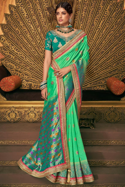 Greens Party Wear Designer Silk Saree