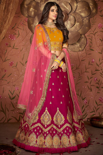 Yellow and Pink designer party wear Lehenga Set