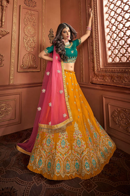 Yellow and Green designer party wear Lehenga set