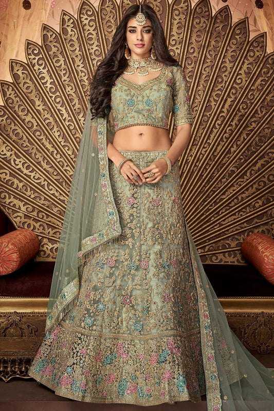 Gray Net designer party wear Lehenga set