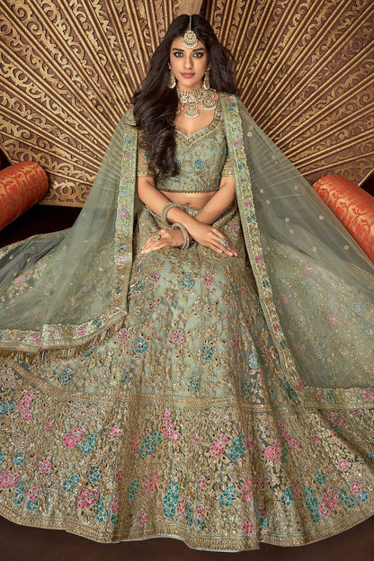 Gray Net designer party wear Lehenga set