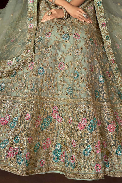 Gray Net designer party wear Lehenga set