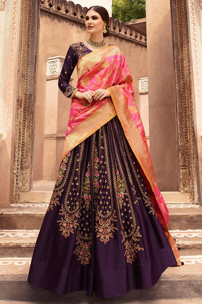 Violet and Pink Party Wear Lehenga Choli
