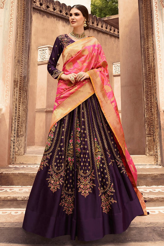 Violet and Pink Party Wear Lehenga Choli