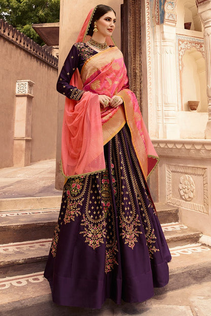 Violet and Pink Party Wear Lehenga Choli