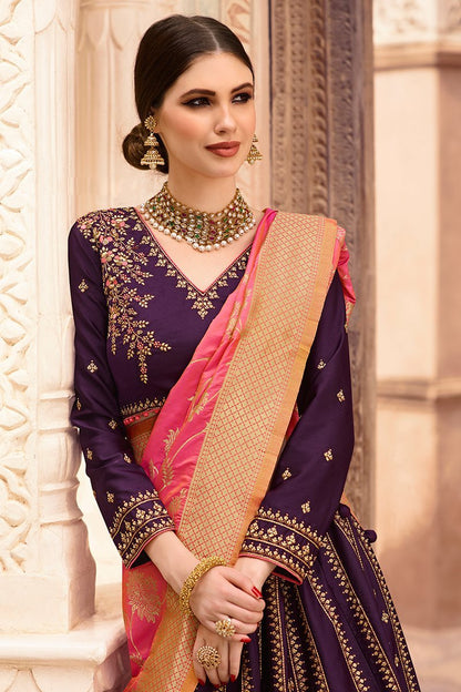 Violet and Pink Party Wear Lehenga Choli