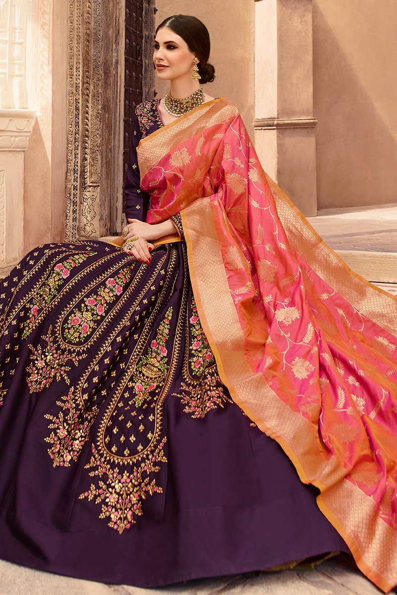 Violet and Pink Party Wear Lehenga Choli