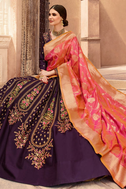 Violet and Pink Party Wear Lehenga Choli
