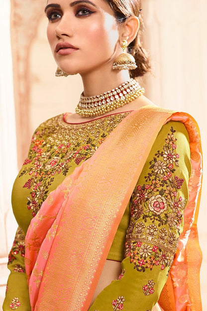 Pine and Lime Green Party Wear Lehenga Choli