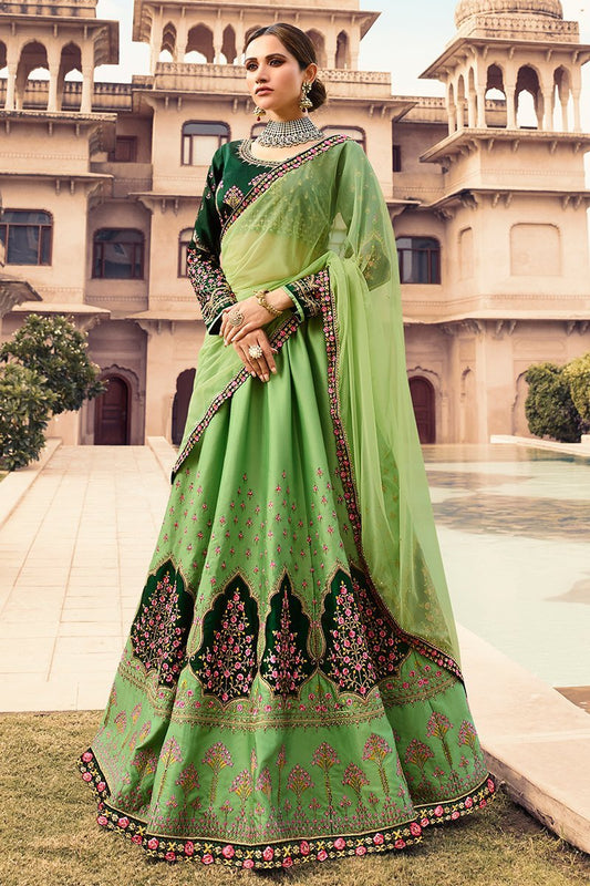Olive Green and Pine Green Party Wear Lehenga Choli