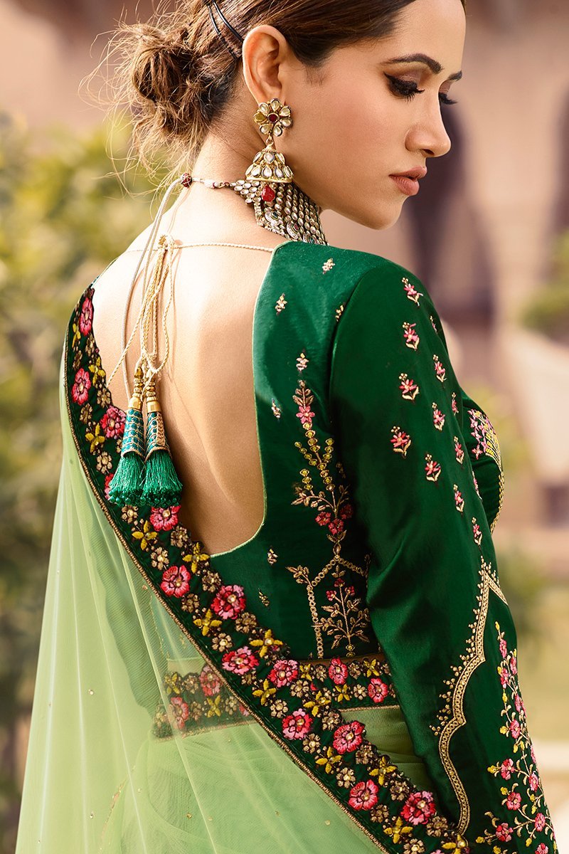 Olive Green and Pine Green Party Wear Lehenga Choli