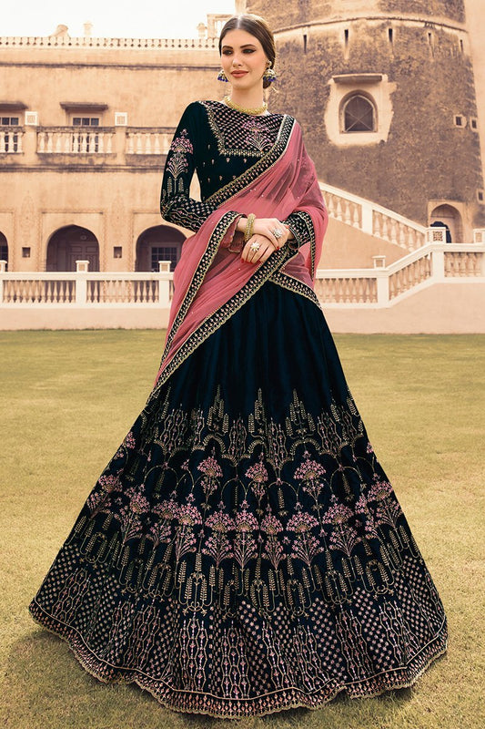 Peacock Blue Party Wear Lehenga Choli